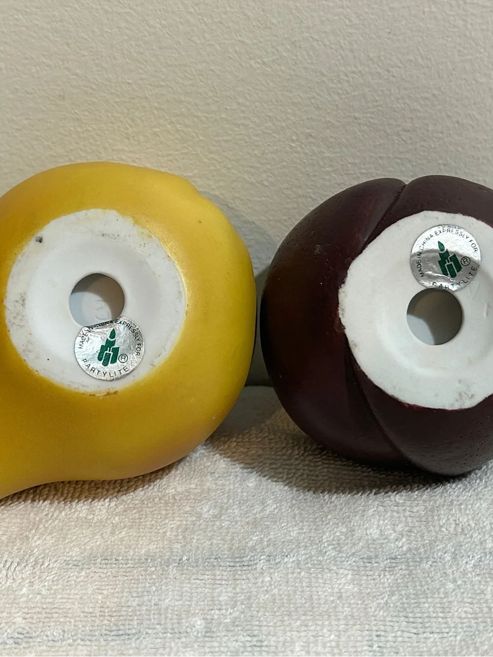 Vtg Set PartyLite Ceramic Fruit Tea Light Votive Candle Holders Holder Farmhouse